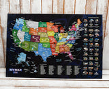 Carte des Etats-Unis à Gratter | Gaia Map