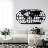 Carte du Monde en Métal <br/> Mappemonde Noire