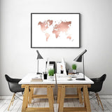 Tableau Carte du Monde Rose Gold