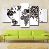 Toile Carte du Monde Noir et Blanc
