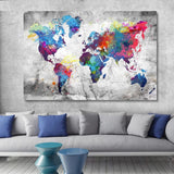 Tableau Mappemonde Gris