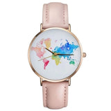 Montre Femme Cadran Carte du Monde