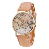 Montre Carte du Monde Femme Beige