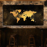 Carte du Monde Noir et Or