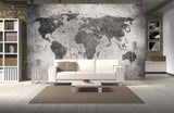 Papier Peint Carte du Monde Noir et Blanc