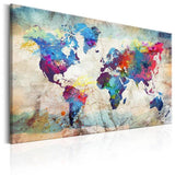 Tableau Carte du Monde <br/> Mappemonde Bleue
