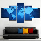 Tableau Carte du Monde bleu