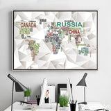 Carte du Monde sur Toile Grand Format