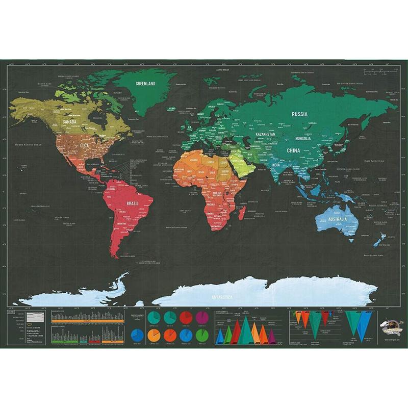 Carte du Monde à Gratter Planisphère Lumineuse