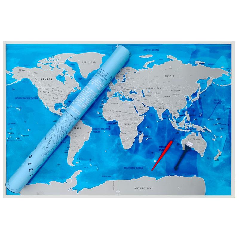 Grande carte du monde à gratter - Blanc