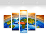 Tableau triptyque planisphère couleur vive
