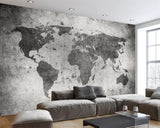 Papier Peint Carte du Monde Noir et Blanc