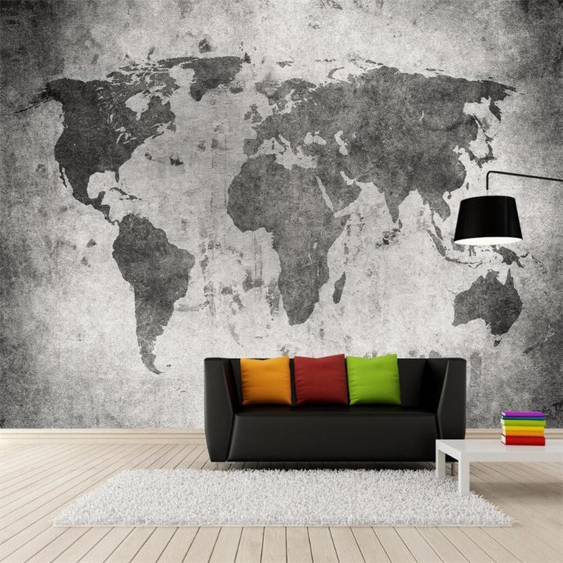 Papier peint Carte du monde craie tableau noir dessin 