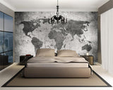 Papier Peint Carte du Monde Noir et Blanc
