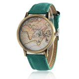 Montre Carte du Monde Vintage Vert