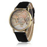 Montre Carte du Monde Vintage Noir