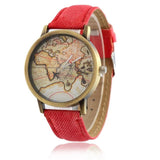 Montre Carte du Monde Vintage Rouge