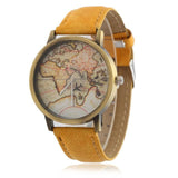 Montre Carte du Monde Vintage Jaune