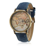 Montre Carte du Monde Vintage Bleu