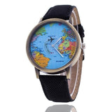 Montre Carte du Monde Avion Noir