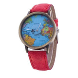 Montre Carte du Monde Avion Rouge