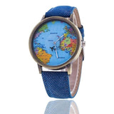 Montre Carte du Monde Avion Bleu