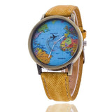 Montre Carte du Monde Avion Jaune