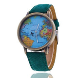 Montre Carte du Monde Avion Vert
