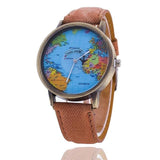 Montre Carte du Monde Avion Marron