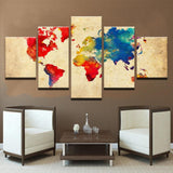 Tableau Carte du Monde Multicolore