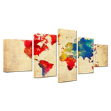 Tableau Carte du Monde Multicolore
