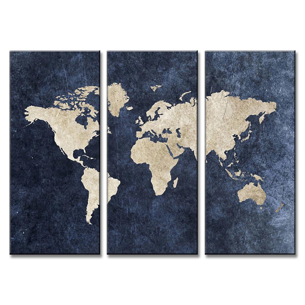 Tableau Carte du Monde avec 3 parties