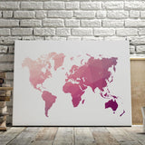 Toile Carte du Monde Rose