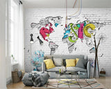 Papier Peint Trompe l'Oeil Carte du Monde