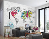 Papier Peint Trompe l'Oeil Carte du Monde