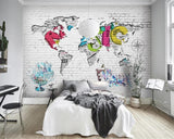 Papier Peint Trompe l'Oeil Carte du Monde