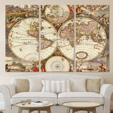 Carte du Monde Ancienne sur Toile