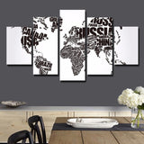 Toile Carte du Monde Noir et Blanc