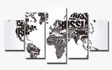 Toile Carte du Monde Noir et Blanc