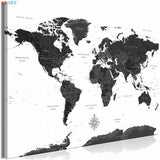 Tableau Carte du Monde <br/> Relief Noir