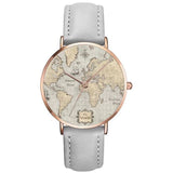 Montre Cadran Carte du Monde Gris
