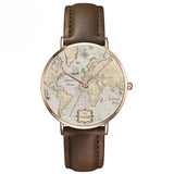 Montre Cadran Carte du Monde Marron