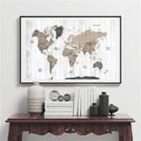 Carte du Monde sur Panneau de Bois
