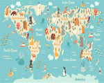Papier Peint Carte du Monde <br/> Le Monde Des Animaux