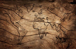 Papier Peint carte du monde <br/> Bois sur Mesure