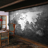 Papier Peint Carte du Monde <br/> Planisphère Noir