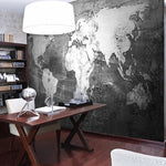 Papier Peint Carte du Monde <br/> Planisphère Noir