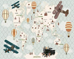Papier Peint Carte du Monde <br/> Aéroplane