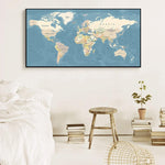 Carte du Monde sur Toile Grand Format