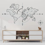 Carte du Monde avec Boussole 